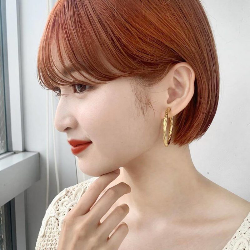 オレンジカラー×ミニボブ★｜銀座の美容室 ガーデン トーキョウ（GARDEN Tokyo）スタイリストKOMAKIのヘアスタイル
